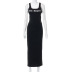 slit waistless Long slim sleeveless letter Printed Dress NSCBB133817