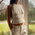 hanging neck backless lace-up slim solid color vest NSLHC133869