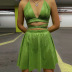hanging neck backless v neck high waist solid color vest and skirt suit NSWWW133898
