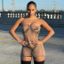 mesh body printing tube top backless slim short dress NSWWW133915