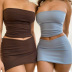 tube top slim backless solid color vest and skirt suit NSHTL133917