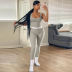 sleeveless low-cut slim high waist solid color jumpsuit NSHTL133930