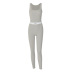 sleeveless low-cut slim high waist solid color jumpsuit NSHTL133930