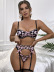 love embroidery bow high waist backless see-through underwear three-piece suit NSMDN133946
