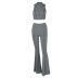 hollow sleeveless v neck high waist solid color vest and pant suit NSLJ133956