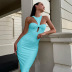 sleeveless hollow off-shoulder slim solid color dress NSLJ133959