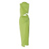 hollow round neck sleeveless slit slim solid color dress NSLJ133970