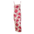 suspender low-cut backless slim high waist flower print dress NSLJ133973