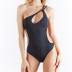 single-shoulder hollow slim solid color/print one-piece swimsuit NSVNS133979