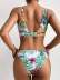 conjunto de dos piezas de bikini floral con escote en v sin espalda con cabestrillo NSVNS133980