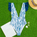 backless sling v neck striped one-piece swimsuit NSVNS133983