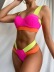 conjunto de dos piezas de bikini a juego de color de cintura alta sin espalda con cabestrillo NSVNS133987