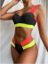 conjunto de dos piezas de bikini a juego de color de cintura alta sin espalda con cabestrillo NSVNS133987