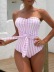 tube top backless lace-up striped one-piece swimsuit NSVNS133992