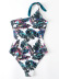 print single-shoulder lace-up slim one-piece swimsuit NSVNS133995