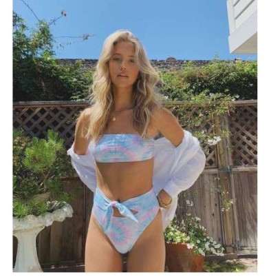 Print Lace-up High Waist Backless Bikini Two-piece Set NSVNS133989