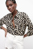 breasted Print long sleeve loose lapel shirt NSAM133998