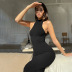 cross backless high waist long slim solid color dress NSLJ134012