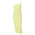 single-shoulder slim hollow high waist sling solid color dress NSLJ134018
