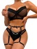 sling chain wrap chest high waist solid color Perspective underwear Three-piece set NSRBL134034