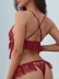 wrap chest backless sling solid color lace perspective underwear two-piece set NSFQQ134041