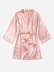 lace-up loose long sleeve v neck stitching solid color nightgown NSFQQ134044