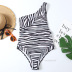 single-shoulder backless slim striped one-piece swimsuit NSVNS134058