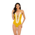 sling deep v slim color matching one-piece swimsuit NSVNS134059