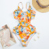 print sling backless deep v slim one-piece swimsuit NSVNS134062