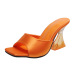 thick high-heeled leather one-word square toe slipper NSHYR134069