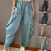 button solid color high waist loose casual pants NSYF134073