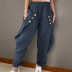 button solid color high waist loose casual pants NSYF134073