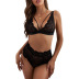 sling high waist hollow solid color see-through lace underwear suit NSMDS134119