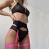 breathable sling high waist color matching see-through underwear three-piece set NSWY134130