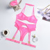 sling high waist backless solid color see-through underwear four-piece set-Multicolor NSWY134131