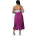 pleated color matchign feather tube top backless high waist vest and skirt suit NSCYW134140