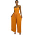 Pleated Solid Color Wide-leg backless slim high waist Jumpsuit NSCYW134142