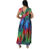 printing v neck sleeveless high waist long dress NSCYW134143