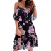 suspender high waist off-shoulder  flower print chiffon dress NSFH134162