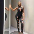 hollow hanging neck backless tight wrap chest solid color jumpsuit NSJYF134208
