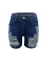 High waist Ripped raw edge slim solid color Denim Shorts-Multicolor NSQDH134228