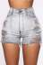 Pantalones cortos de mezclilla de cintura alta con agujeros elásticos altos NSQDH134230