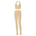 hanging neck backless high waist tight low-cut solid color vest and pant set NSBDX133121