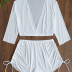 traje de baño de dos piezas transparente de color sólido con cordón de cintura alta y manga media NSOLY133145