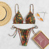 print sling wrap chest high waist bikini two-piece set NSOLY133146
