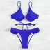 Conjunto de dos piezas de bikini de color sólido con volantes y cintura alta con cabestrillo decorativo NSOLY133148