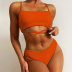 High Waist sling backless lace-up Solid Color Tankini two-piece set NSLRS133153