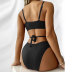 High Waist sling backless lace-up Solid Color Tankini two-piece set NSLRS133153
