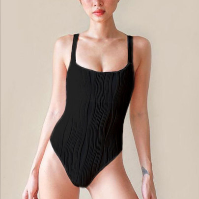 Sling Backless Slim Solid Color One-piece Swimsuit NSLRS133154