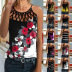print sleeveless round neck hollow slim vest-Multicolor NSFH133155